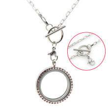 Nueva llegada de acero inoxidable 16 &#39;&#39; de plata del gancho colgante rectángulo flotante encantos medallón collar colgante de joyería para hombres y mujeres